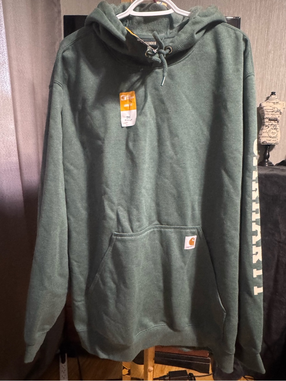 BNWT! Carhartt Green Hoodie with Front Pocket and Sleeve Logo